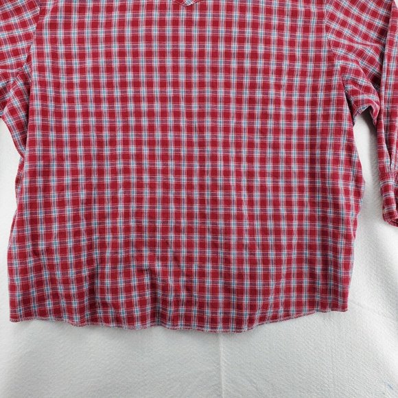 Wrangler Shirt Women's 3/4 Sleeve Casual Pearl Snap Up Plaid Red Size 3XL - Picture 10 of 12